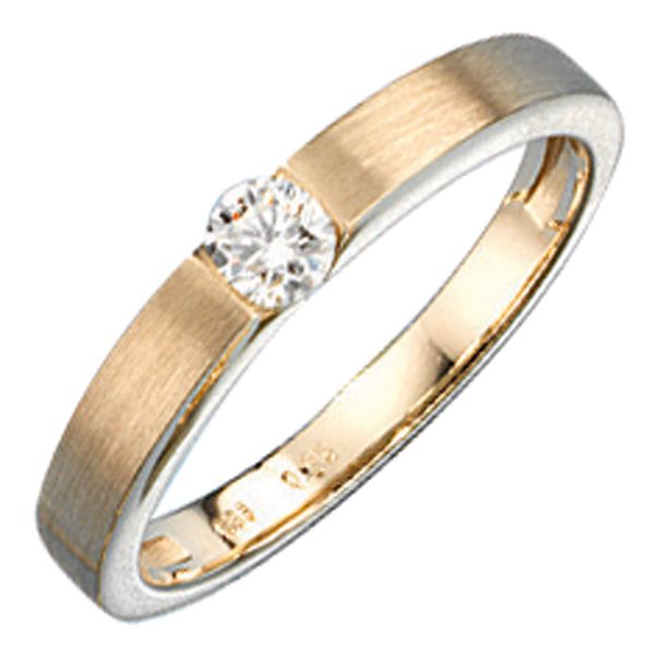 Ring mit Diamant 585 Gold mattiert