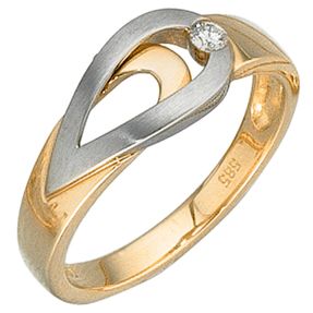 Damenring Ring mit Diamant 585 Gold Gelbgold Weißgold Fingerschmuck Goldring