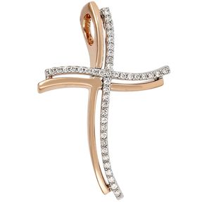 Anhänger Kreuz mit 42 Diamanten Brillanten 585 Gold Halsschmuck für Damen