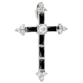 Kreuz - Anhänger mit Zirkonia schwarz-weiß 925 Silber Halsschmuck Damen