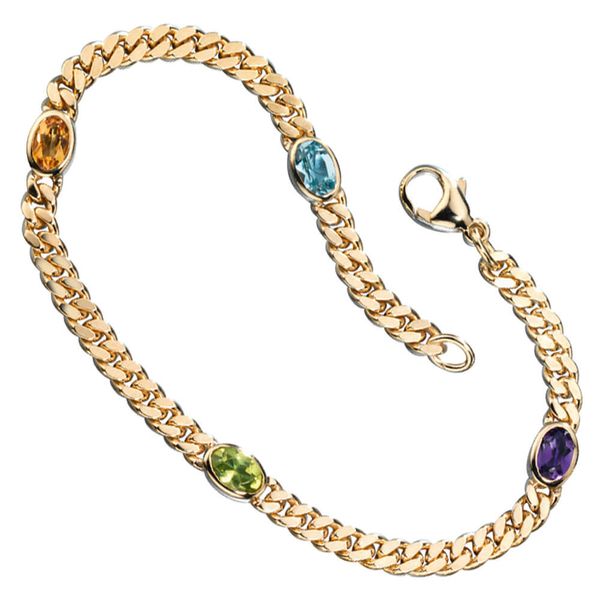 Armband Aquamarin Citrin Amethyst Peridot 585 Gold