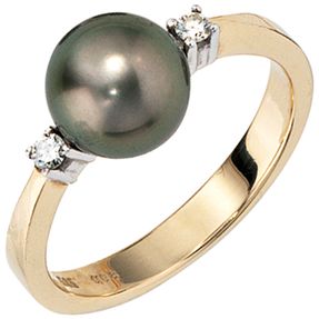 Ring Brillanten Tahiti-Perle 585 Gold Gelbgold