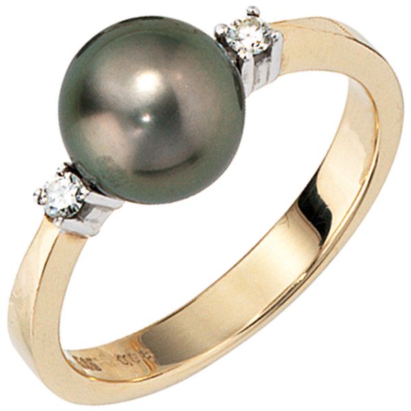 Ring mit Brillanten und Tahiti-Perle 585 Gold