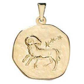 Sternzeichen Widder - Anhänger aus 333 Gold Gelbgold Halsschmuck Unisex