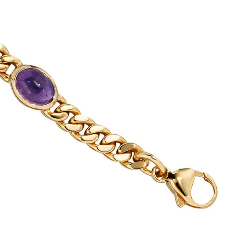 Armband mit Amethyst 585 Gold 19cm