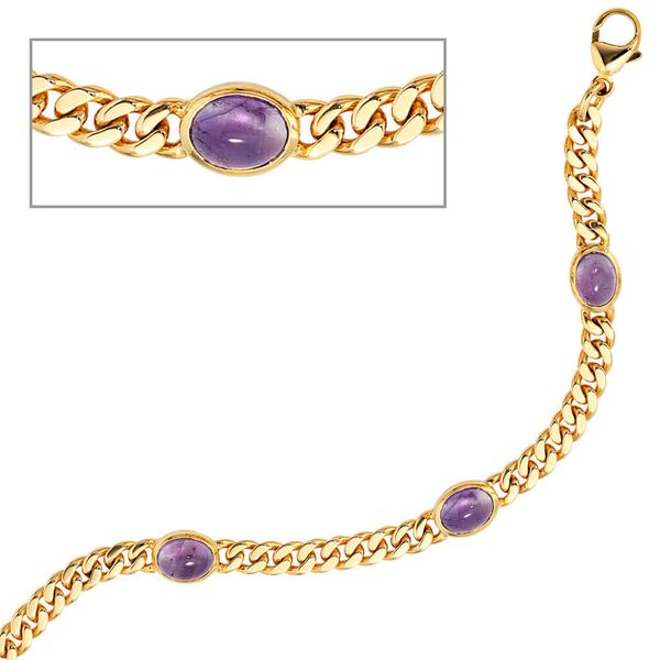 Armband mit Amethyst 585 Gold 19cm