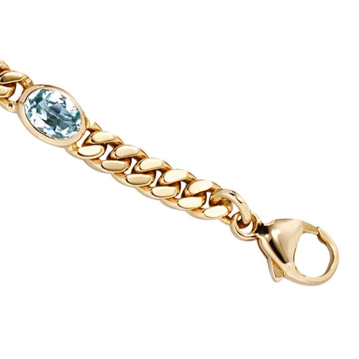 Armband mit Blautopas 585 Gelbgold 19cm