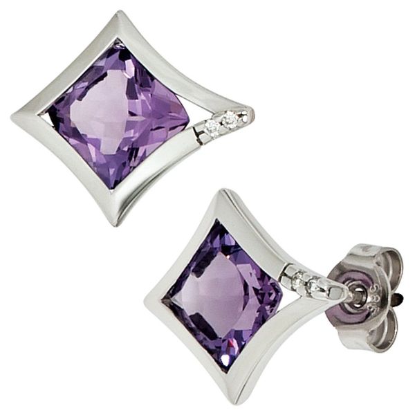 Ohrstecker Amethyst und Brillanten 585 Weißgold