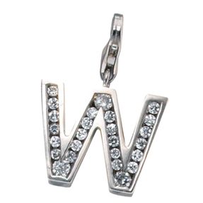 Buchstabe " W " Ketten Anhänger Einhänger Charm Charms 925 Echt Silber Damen