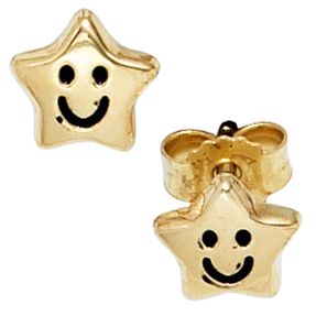 Ohrstecker Stecker Sterne mit Gesicht 333 Gold Gelbgold Ohrschmuck Kinder