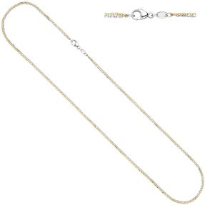 Ankerkette Kette Halskette aus 585 Gold Gelbgold & Weißgold 45cm Halsschmuck