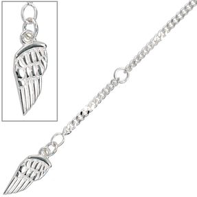 Fußkette Fußkettchen Panzerkette Flügel 925 Silber 23-25cm Fußschmuck