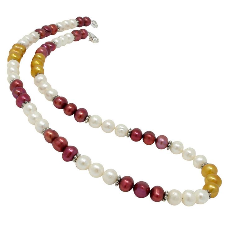 Asymmetrische Designerkette aus Perlen multicolor