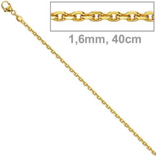 1,6mm Ankerkette aus 585 Gelbgold 40 cm