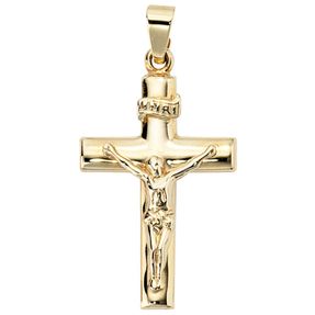 Anhänger Kreuz Jesus Jesuskreuz 333 Gold Gelbgold glänzend Unisex