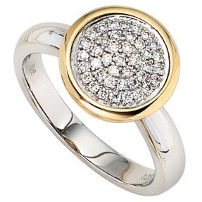 Ring 40 Diamant Brillanten 0.28Ct W/SI 585 Gold bicolor Damen