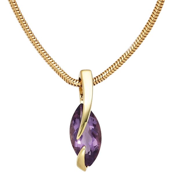 Anhänger Amethyst 585 Gelbgold spitzoval