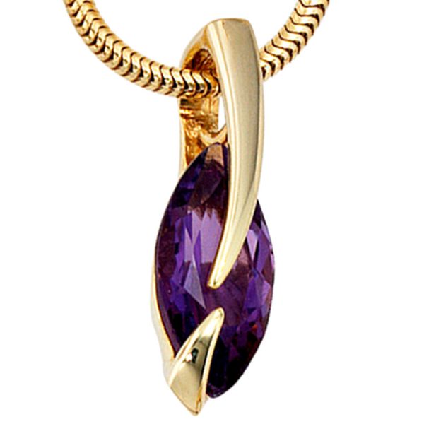 Anhänger Amethyst 585 Gelbgold spitzoval