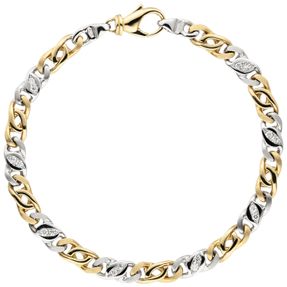 Armband Armkette mit 16 Diamanten Brillanten 585 Gelbgold & Weißgold 18,5cm