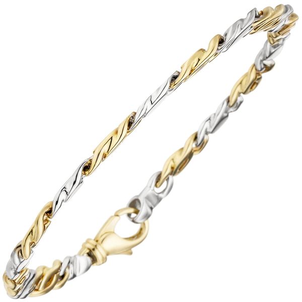 Armband mit 16 Brillanten 585 Gelbgold und Weißgold