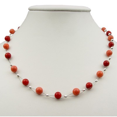 Kette aus Koralle rot-orange