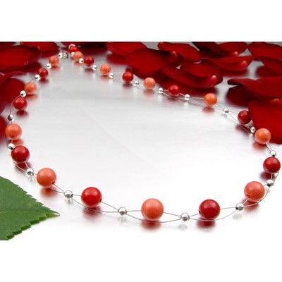 Kette aus Koralle rot-orange