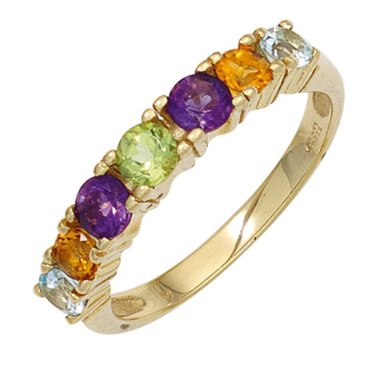 Ring Topas Citrin Amethyst Peridot 333 Gold