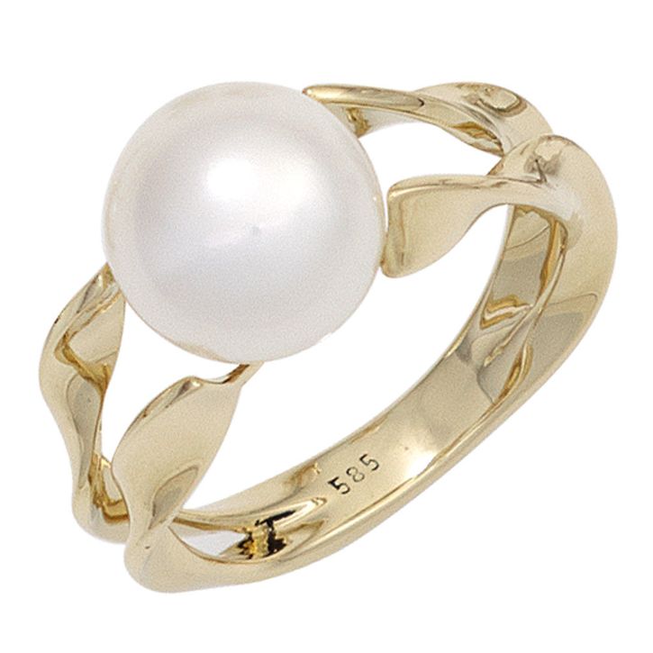 Ring mit Perle 585 Gelbgold schlicht