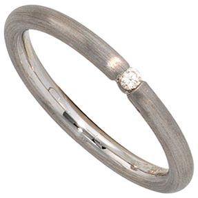 Ring Damenring mit Diamant Brillant 925 Silber rhodiniert mattiert Silberring