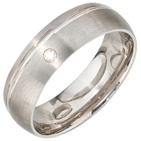 Partnerring Ring mit Zirkonia 925 echt Silber mattiert für Damen Silberring