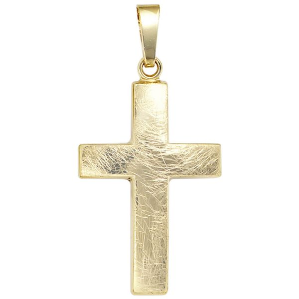 Anhänger Kreuz 333 Gelbgold eismatt