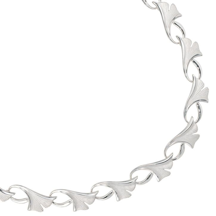 Collier Ginko Blätter 925 Silber 47cm