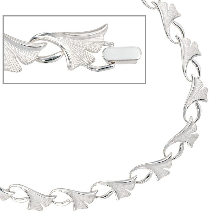 Collier Ginko Blätter 925 Silber 47cm