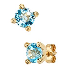 Ohrstecker Stecker Ohrschmuck mit Blautopas 333 Gold Gelbgold 6.5mm Damen