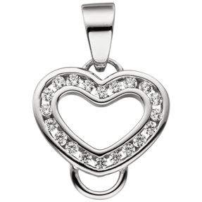 Anhänger für Charms Charm Einhänger Herz mit Zirkonia 925 Silber Damen