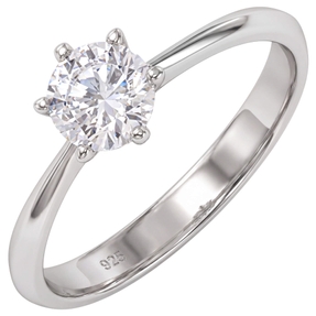 Ring Damenring mit Zirkonia in der Mitte 925 Silber Solitär Silberring