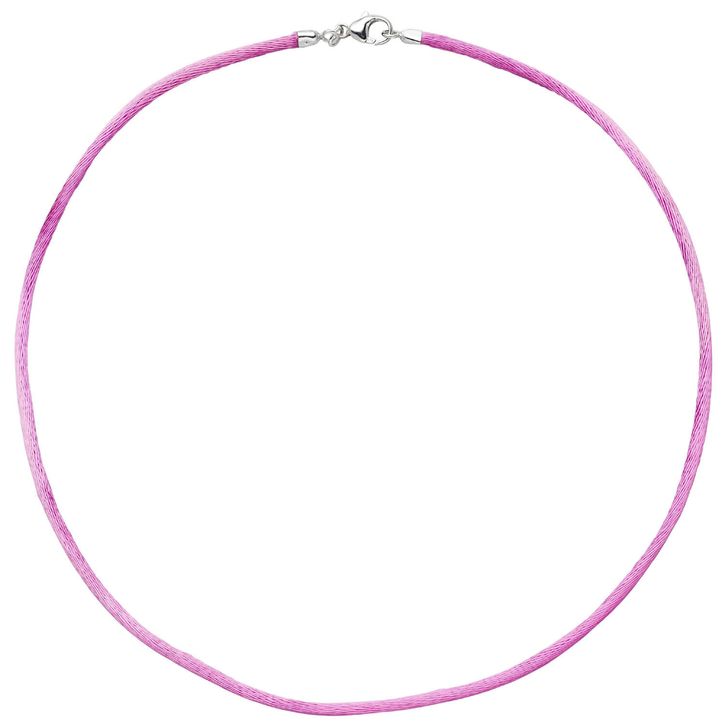 2,8mm Seidenband pink Karabiner 925 42cm