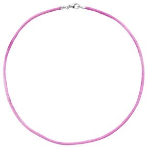 2,8mm Kette Seidenband Seidencollier pink Karabiner 925 Damen 42cm