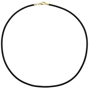 2mm Kautschukkette Kette Karabiner aus 333 Gold Gelbgold Unisex 45cm