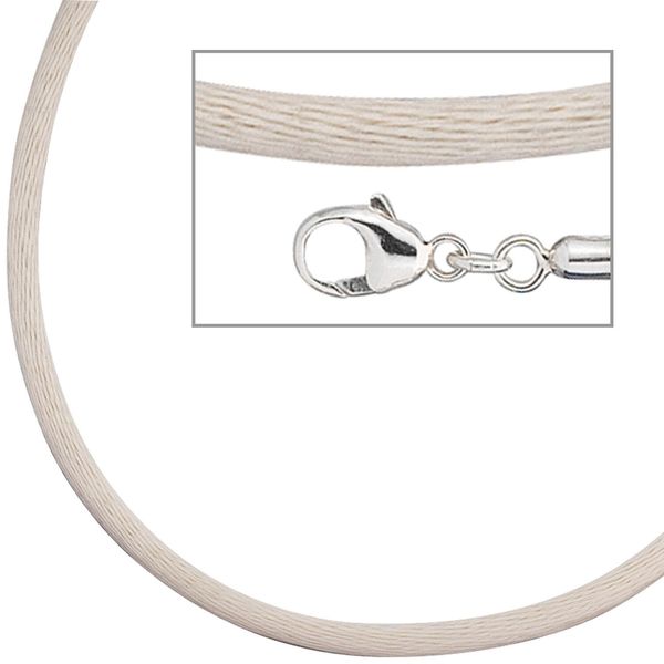 2,8mm Seidencollier beige 925 Silber 42cm