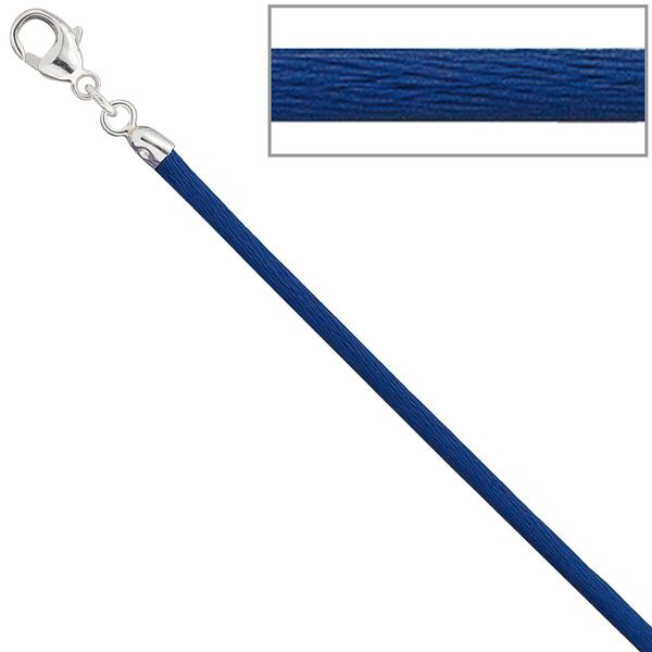 2,8mm Collier blau Karabiner 925 Silber 42cm