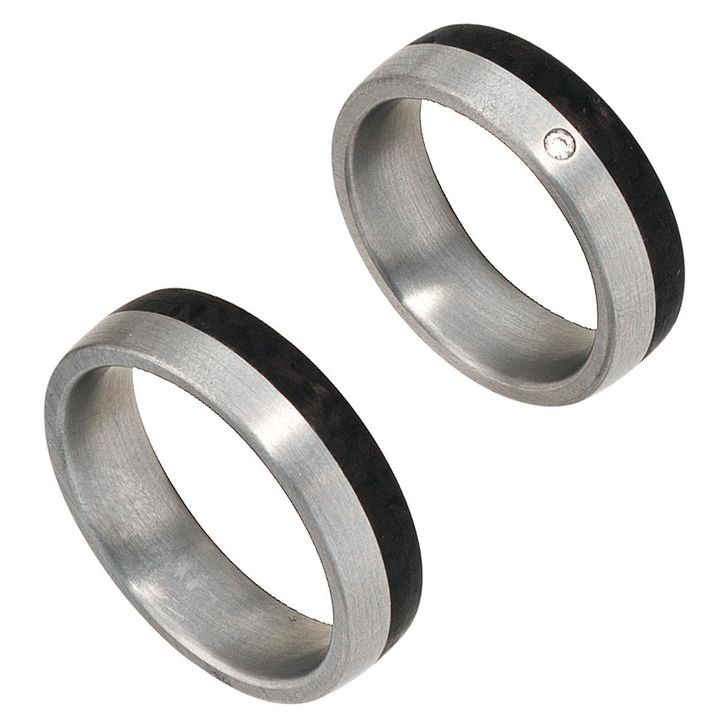 Partnerring Edelstahl Carbon Unisex