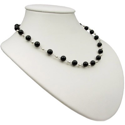 Damen Kette aus Onyx und 925 Silber