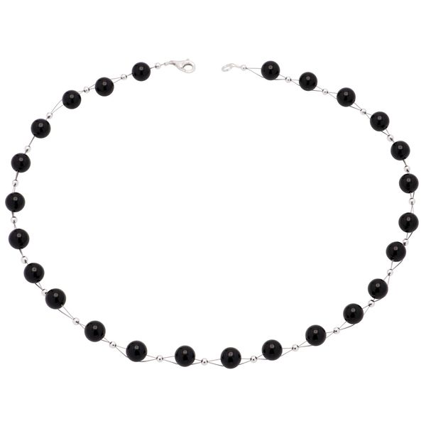 Damen Kette aus Onyx und 925 Silber