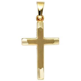 Anhänger Goldkreuz Kreuz aus 333 Gold Gelbgold mattiert in der Mitte