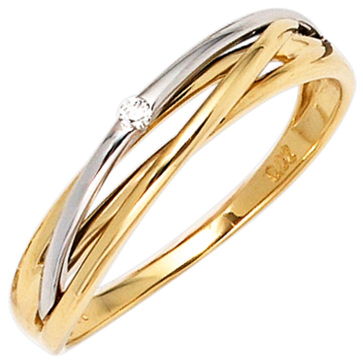 Ring mit Brillant 585 Gold Gelbgold Weißgold