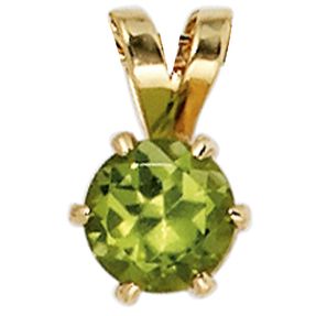 Anhänger mit Peridot grün & 585 Gold Gelbgold Halsschmuck Damen