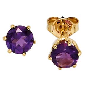 Ohrstecker Stecker mit Amethyst lila violett 5,3mm & 585 Gold Gelbgold