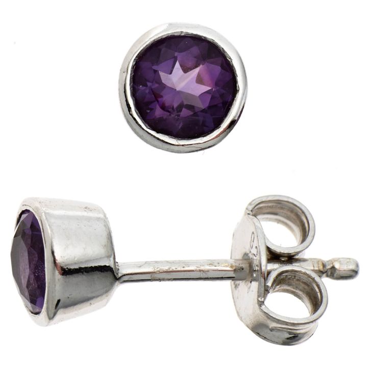 Ohrstecker mit Amethyst 4.9mm 925 Silber