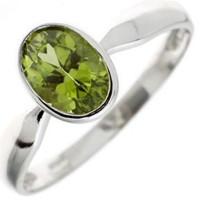 Damenring Ring mit echtem Peridot grün 925 Silber oval Fingerschmuck